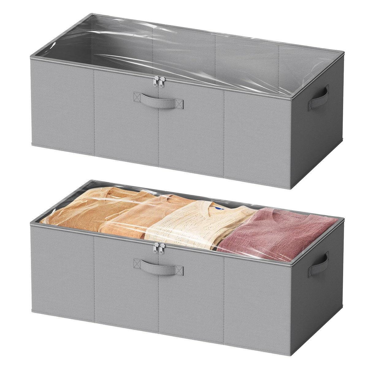 SpaceAid two-pack under-bed storage bin with large capacity for blankets