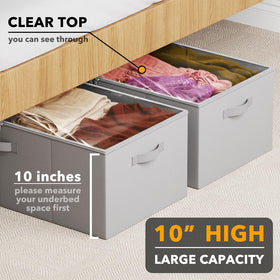 SpaceAid under-bed storage bin with clear lid for quick access to sheets