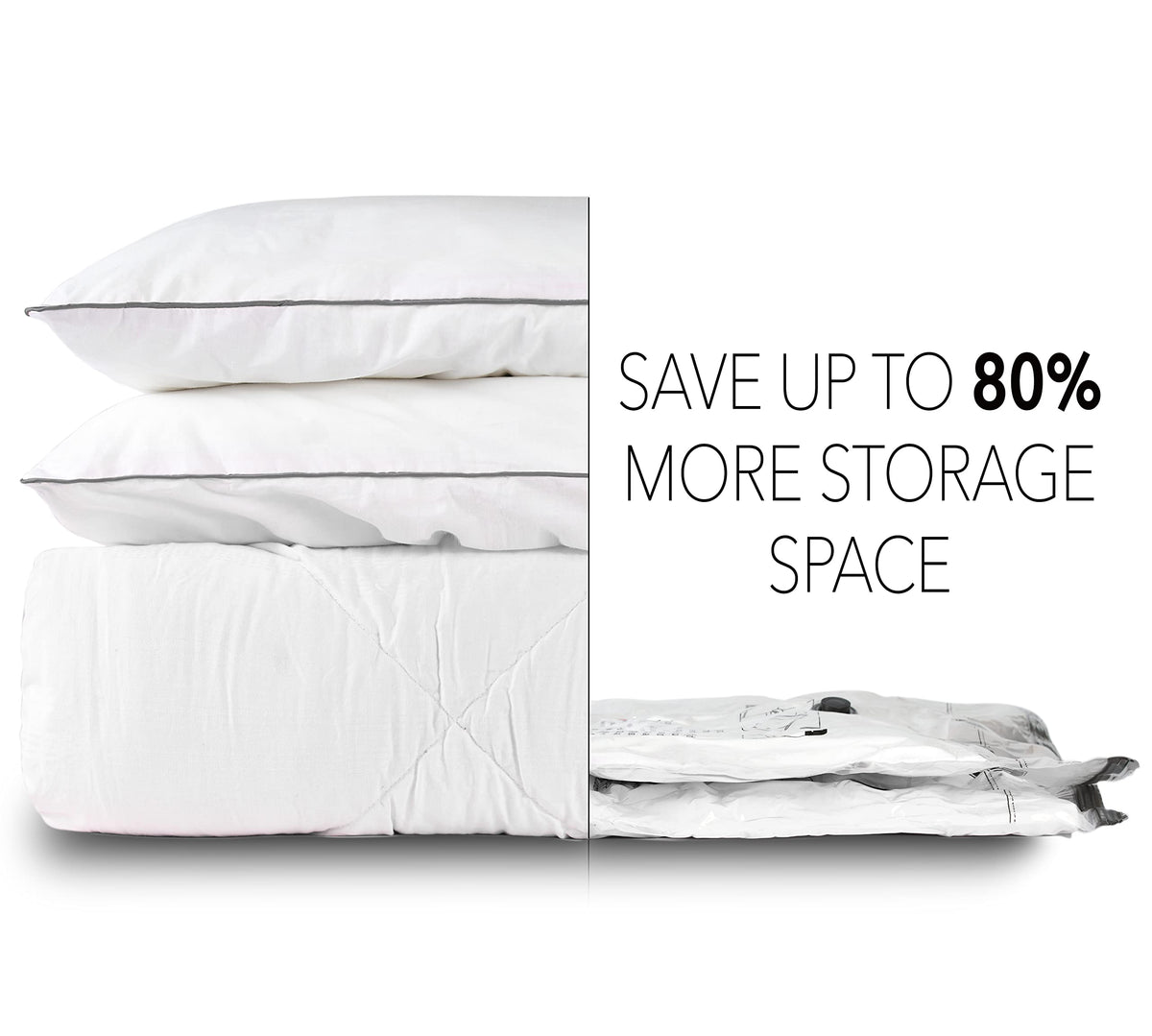 SpaceAid bags neatly compress blankets, reducing bulk for travel or storage.