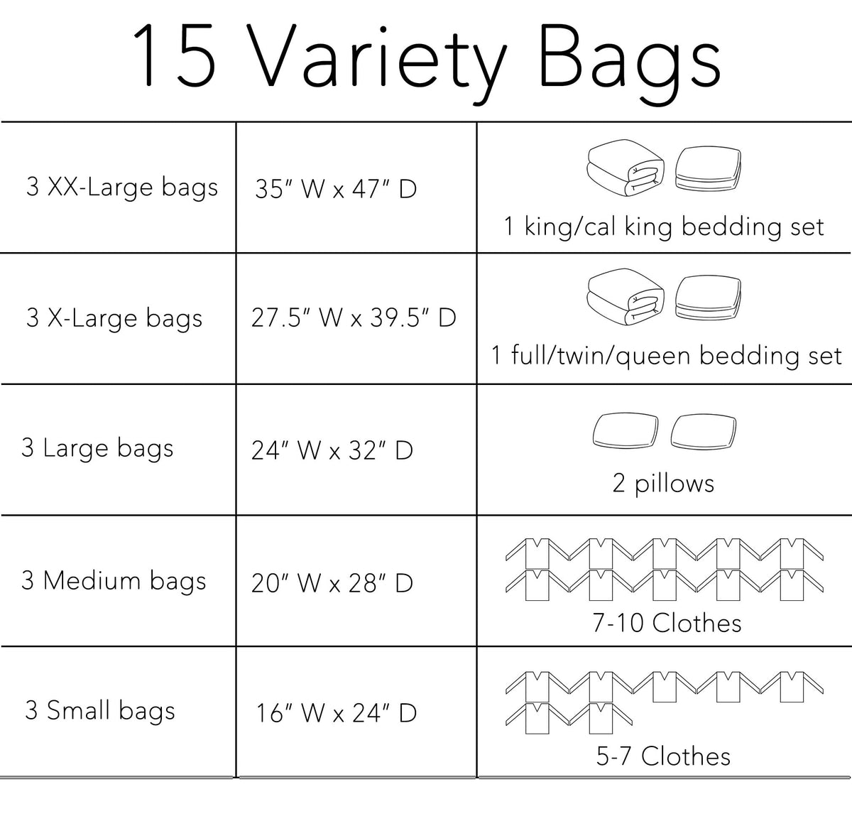 SpaceAid bags store clothes compactly, freeing wardrobe space.