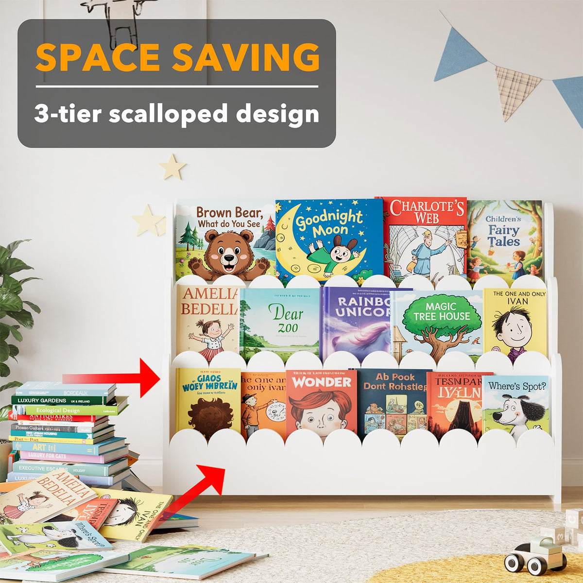 SpaceAid white finish blends with modern nurseries and playrooms.