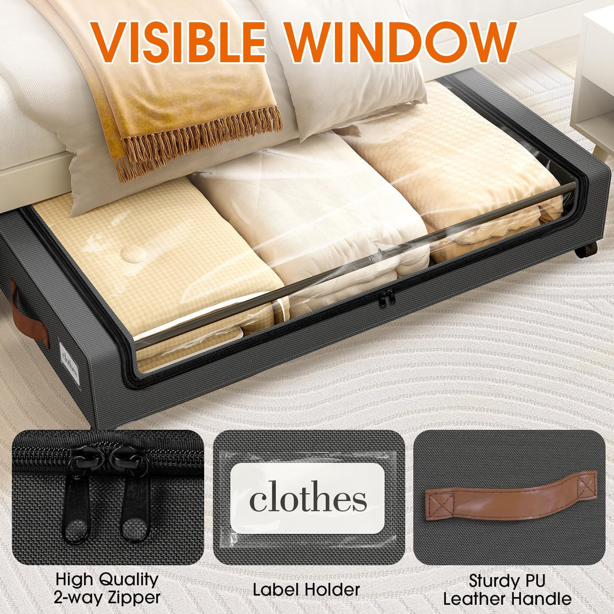 SpaceHacks under bed storage featuring 360-degree wheels for smooth movement