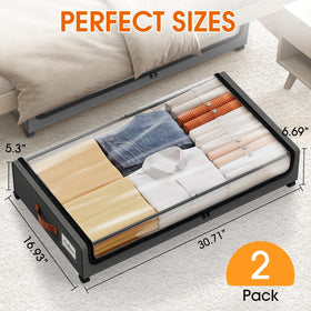 SpaceHacks under bed storage with leather handles for easy transport