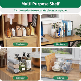 Spacekeeper acrylic handbag separator keeps purses upright and visible.
