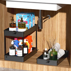 SpaceKEEPER bathroom cart with side hoops adds extra storage.