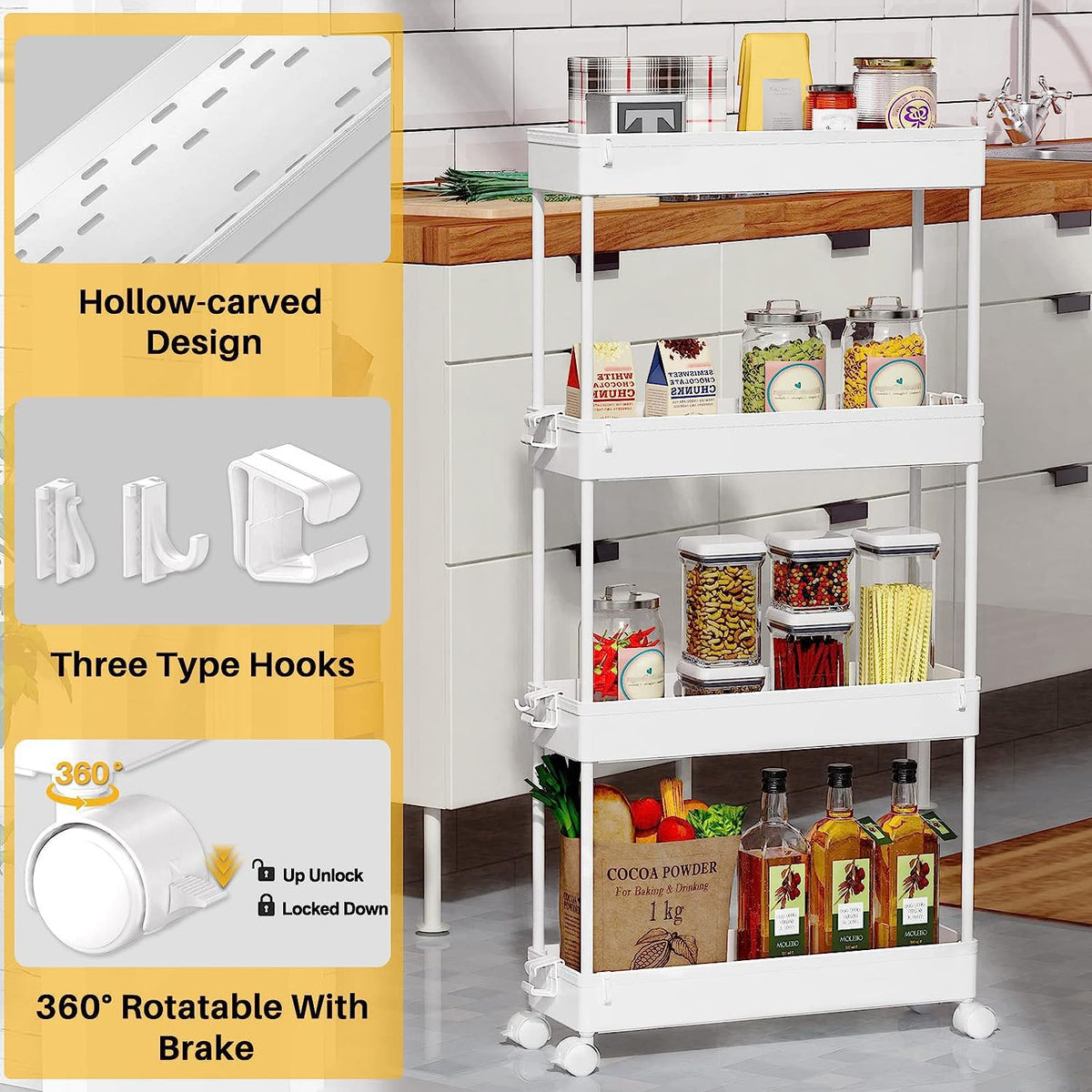 SPACEKEEPER bathroom slim cart keeps toiletries organized in a compact space.