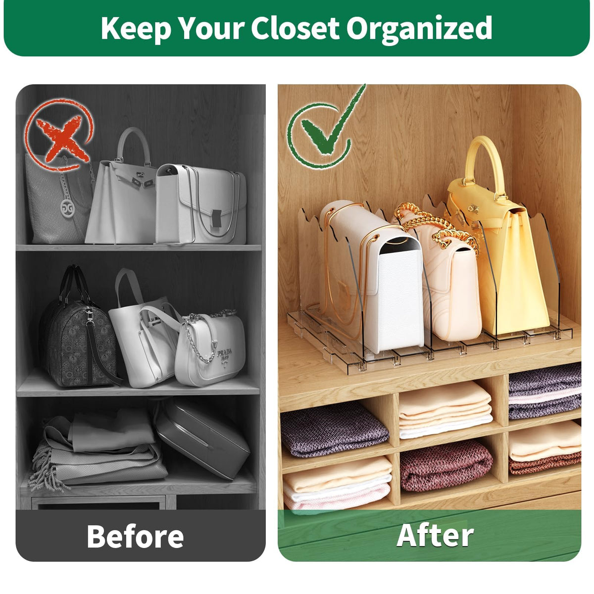 Spacekeeper clear design storage gift idea for handbag enthusiasts