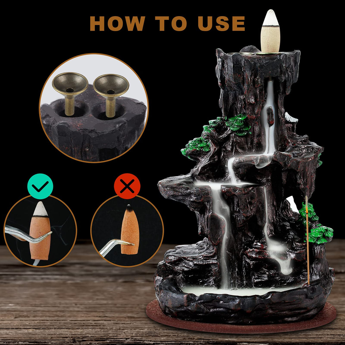 SPACEKEEPER incense burner compatible with cones and sticks for versatile use.