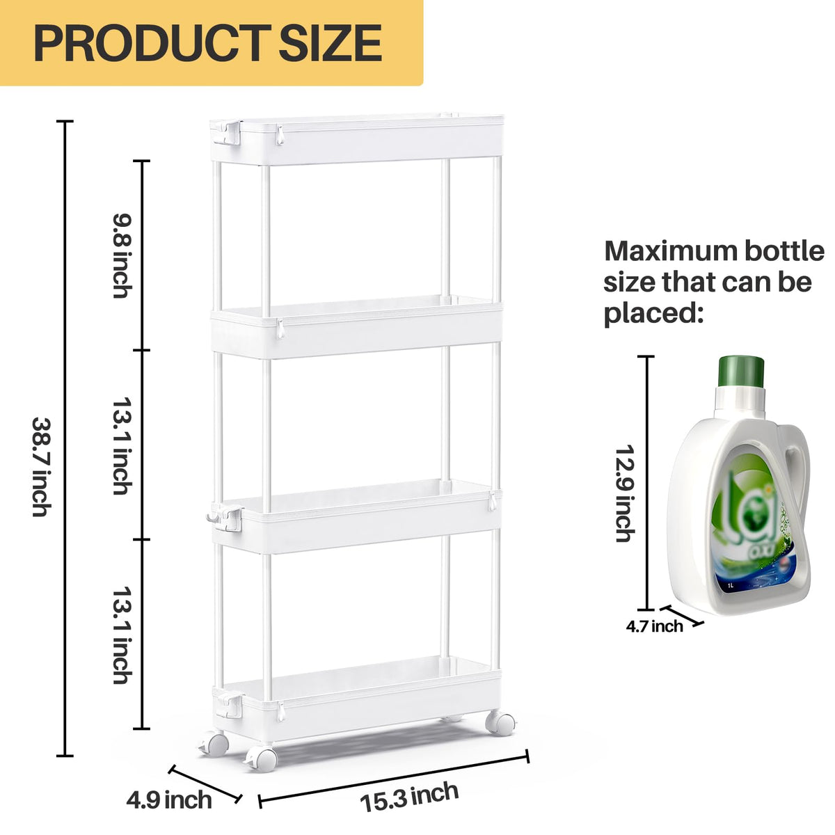 SPACEKEEPER laundry room utility cart provides portable storage beside the washer.