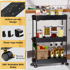 SPACEKEEPER Slim Rolling Cart gliding smoothly for flexible organization