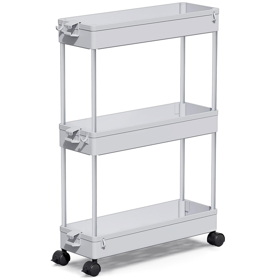 SpaceKEEPER Slim Rolling Cart front view, perfect for narrow spaces and organizing essentials.