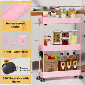 SPACEKEEPER Slim Rolling Storage Cart side view highlighting easy mobility