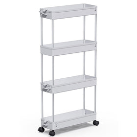 SPACEKEEPER Slim Rolling Storage Cart in a tight laundry nook for organized space