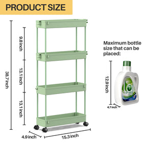 SPACEKEEPER Slim cart offers 2 or 3 adjustable shelves for versatile setups.