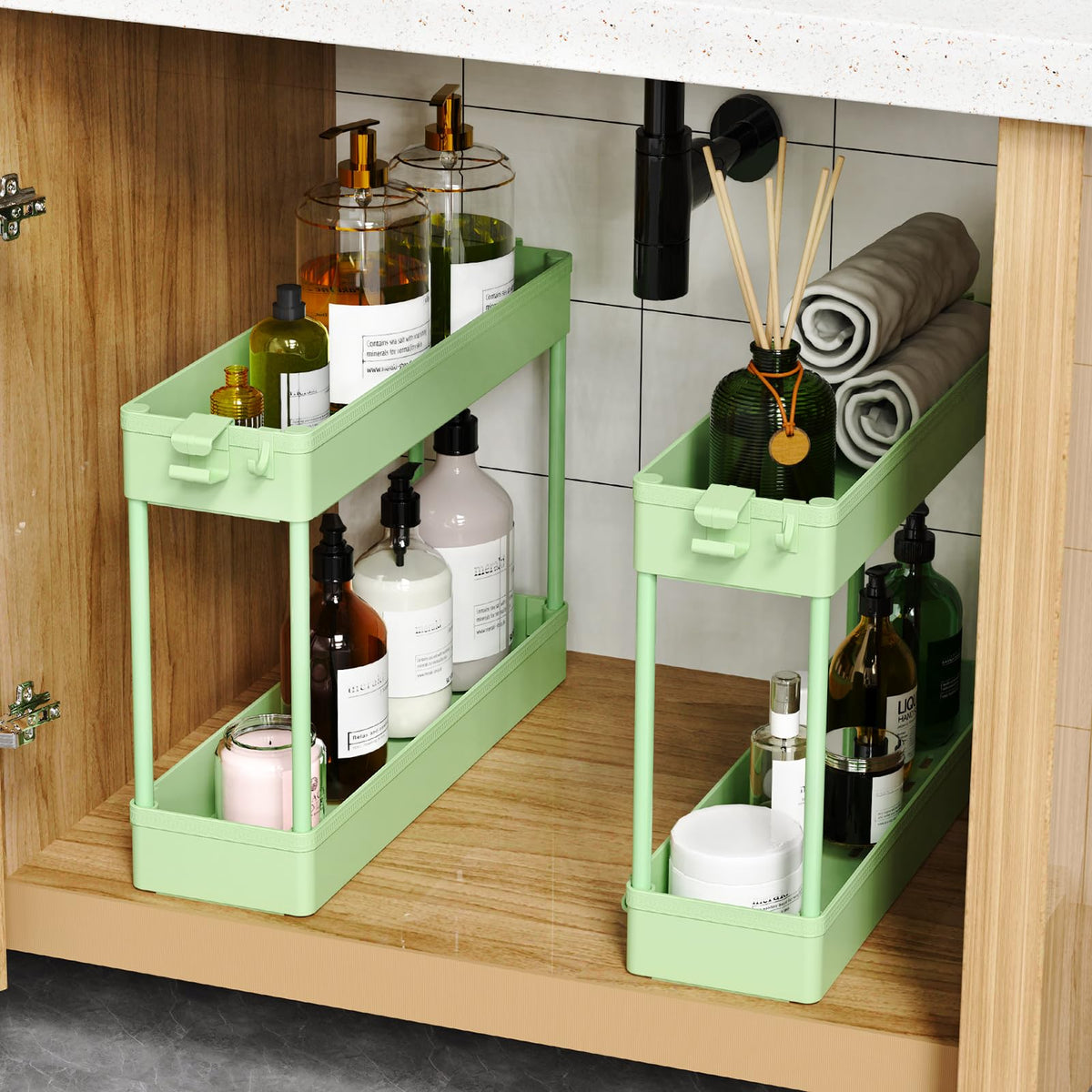 SPACEKEEPER Slim cart uses durable plastic for long lasting daily use.