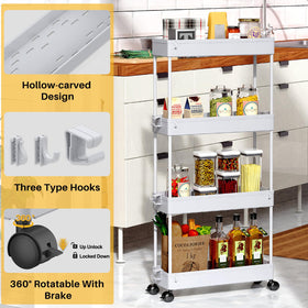 SPACEKEEPER with four-wheel mobility for easy pull-out in narrow kitchen gaps