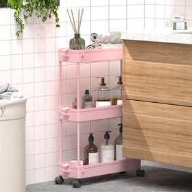 SPACEKEEPER Slim Cart high-walled baskets secure toiletries and cleaning supplies