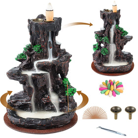 SPACEKEEPER two-sided waterfall incense burner with dual backflow for calming ambience.