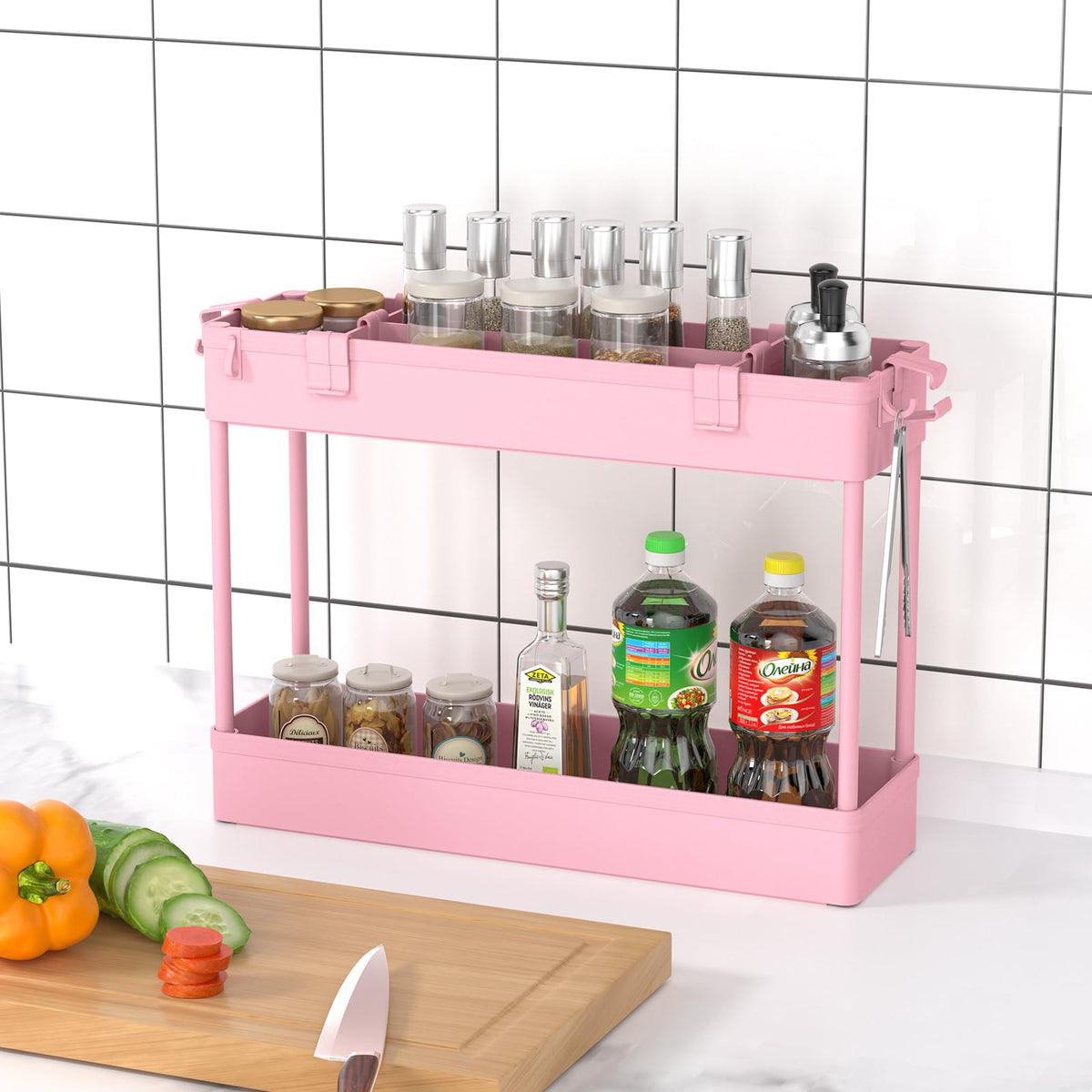 SPACELEAD pink slim cart fits tight corners and elevates organization.