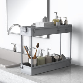 SPACELEAD Slim Storage Cart gray with 360° wheels for easy mobility.