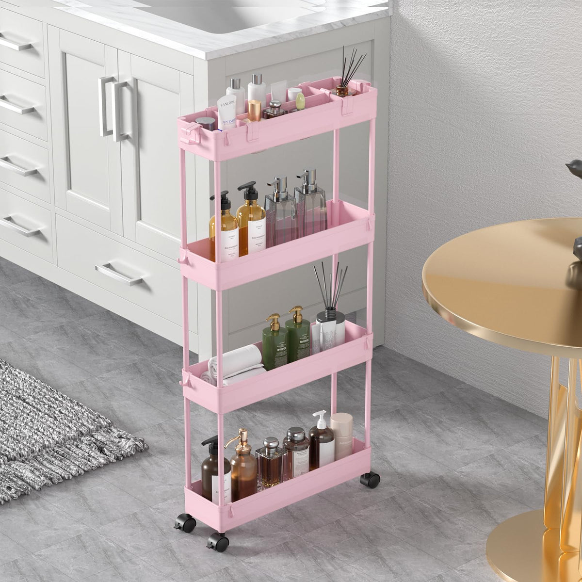 SPACELEAD Slim Storage Cart 4-tier design fits narrow gaps for compact spaces.