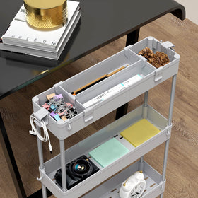 SPACELEAD Slim Storage Cart gray side view showing accessible layered storage.