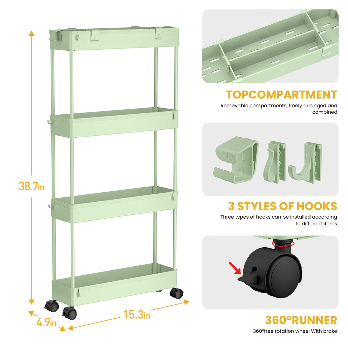 SPACELEAD adjustable dividers allow precise item organization in the cart.
