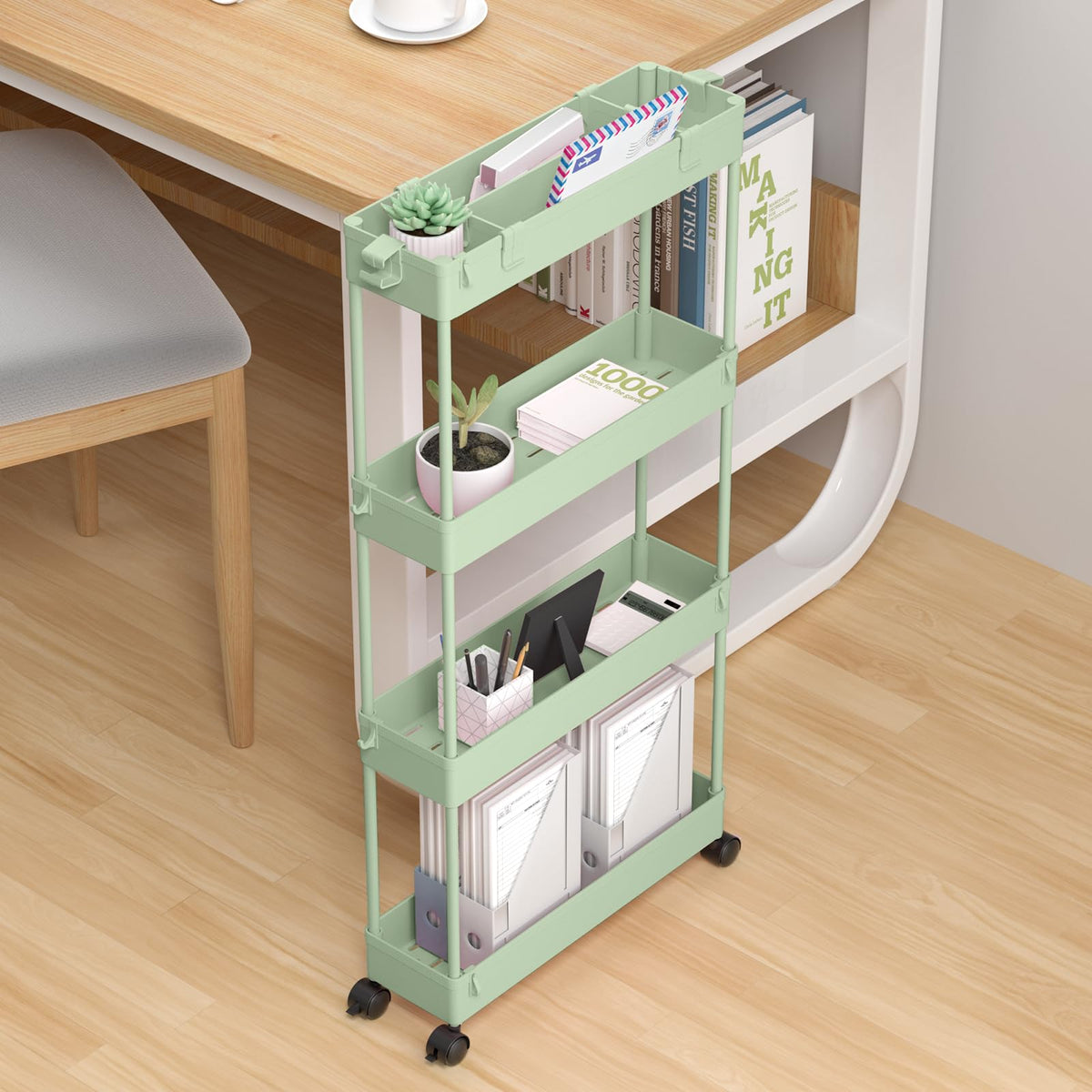 SPACELEAD storage cart fits kitchen, bathroom, and laundry needs in small spaces.