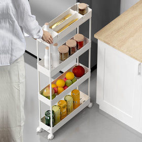 SPACELEAD Slim Storage Cart shows mobile casters for easy transport.