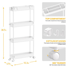 SPACELEAD Slim Storage Cart with removable casters converts to fixed shelving.