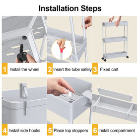 SPACELEAD Slim Storage Cart gray side hoops offer extra external storage.