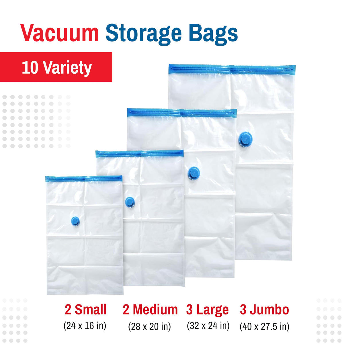 Spacesaver 2M bag compressing blankets for compact storage