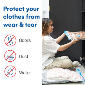 Spacesaver airtight waterproof seal keeps contents clean and odor-free.