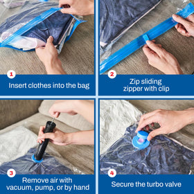 Spacesaver blanket vacuum bag reduces bulk for easier home storage
