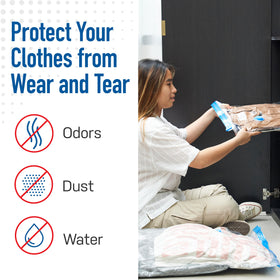 Spacesaver compact-stacking design saves shelves and luggage space.