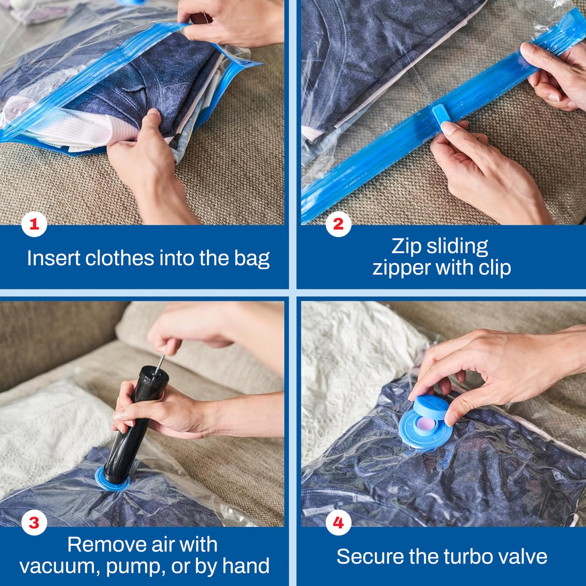 Spacesaver vacuum bags for blankets store bedding compactly and protect from dust.