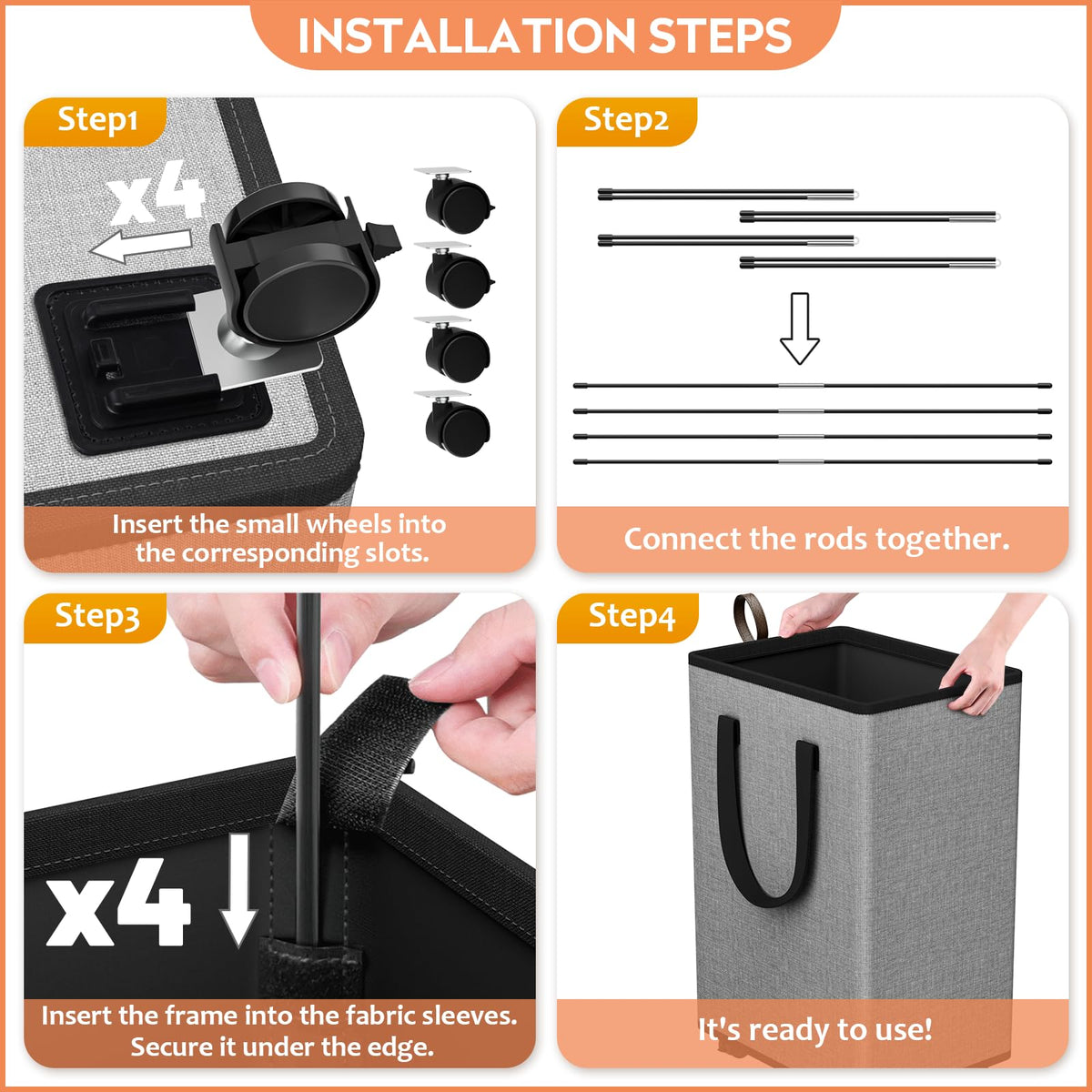 SpaceTrove basket with wheel brakes helps keep laundry secure on stairs and smooth floors.