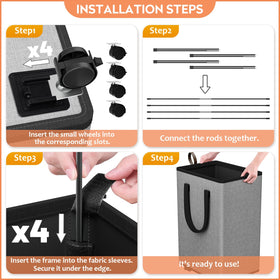 SpaceTrove basket with wheel brakes helps keep laundry secure on stairs and smooth floors.
