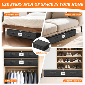 SpaceWhisper black under-bed storage for clothes and bedding