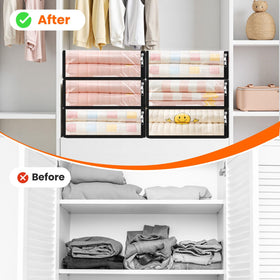 SpaceWhisper closet-organization bag aids tidy wardrobes with transparent visibility.