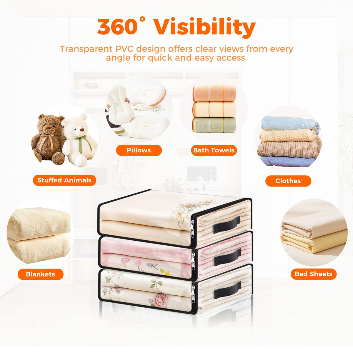 SpaceWhisper under-bed-storage-bags slide under beds for space-saving storage.