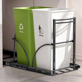 SPAXMAXTER dual trash pullout under sink keeps waste organized.