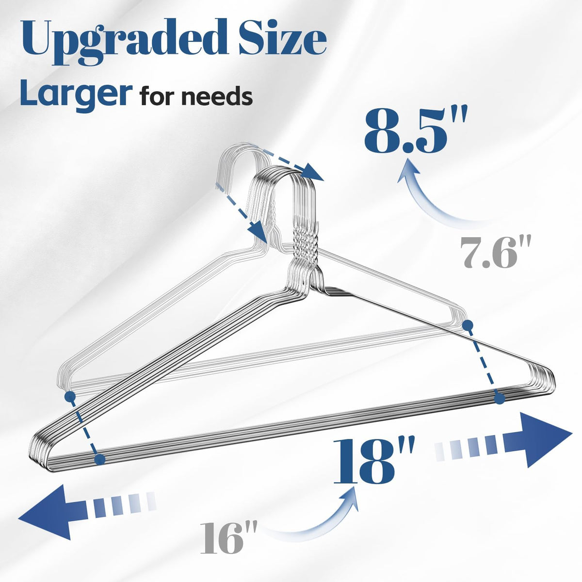 SPECILITE heavy-duty metal hangers with rust-proof coating prevent snagging and corrosion.
