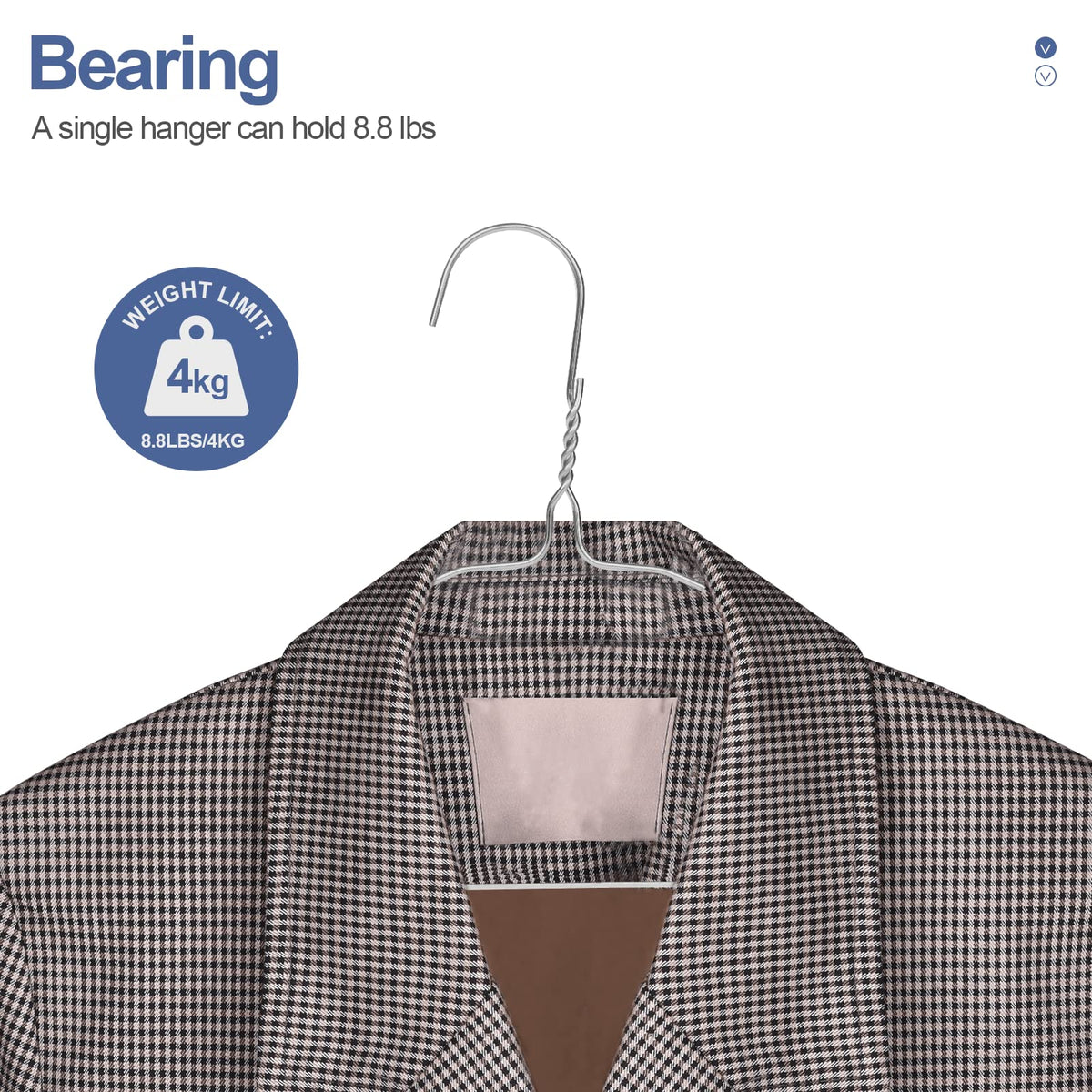 SPECILITE metal hanger with non-slip grip keeps garments in place.