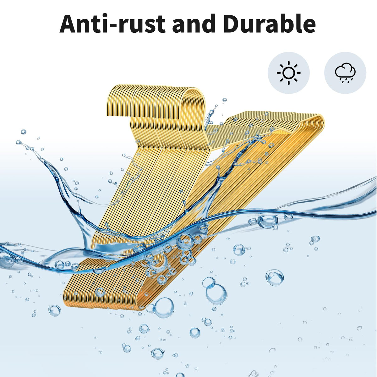 SPECILITE rust-proof gold hanger stays rust-free and shiny over time.
