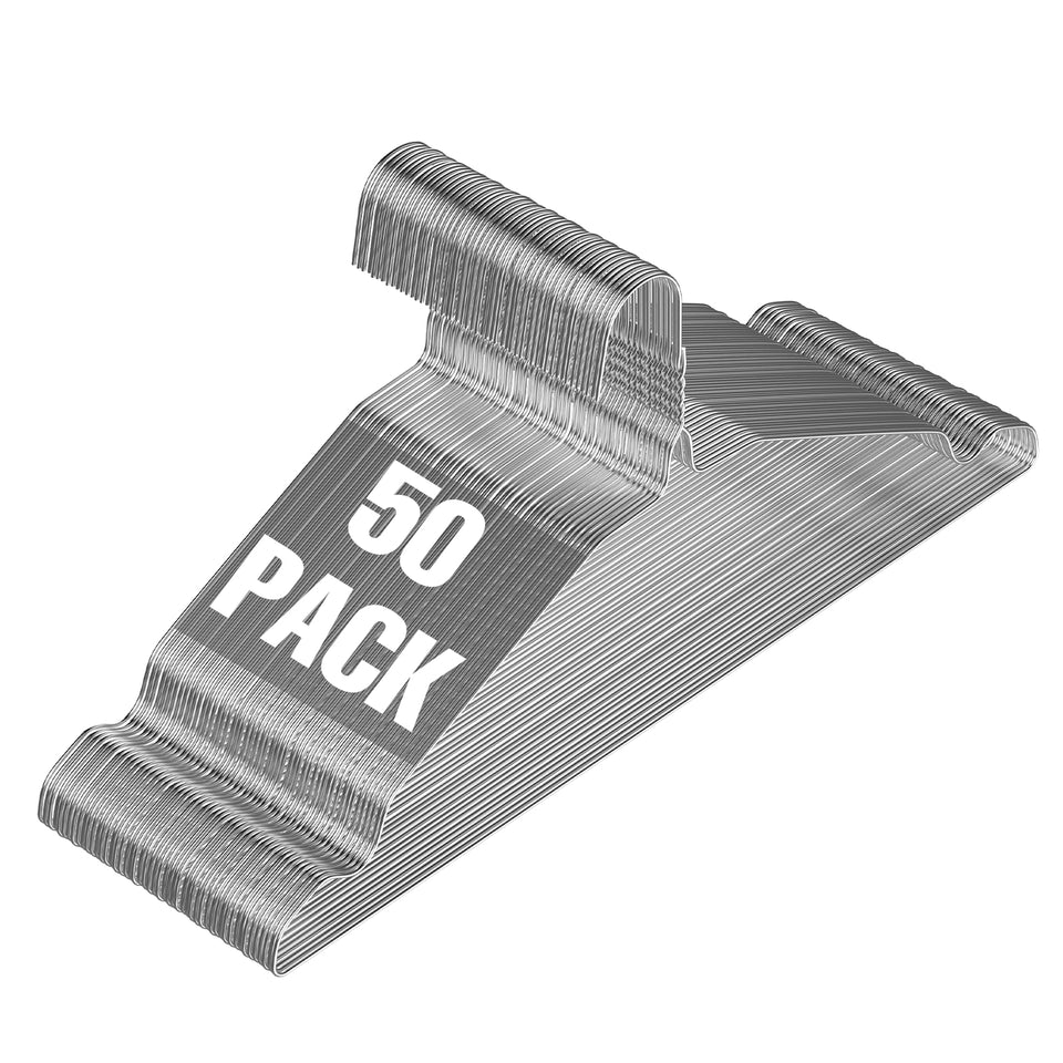 SPECILITE wire hangers stacked to illustrate space-saving closet organization