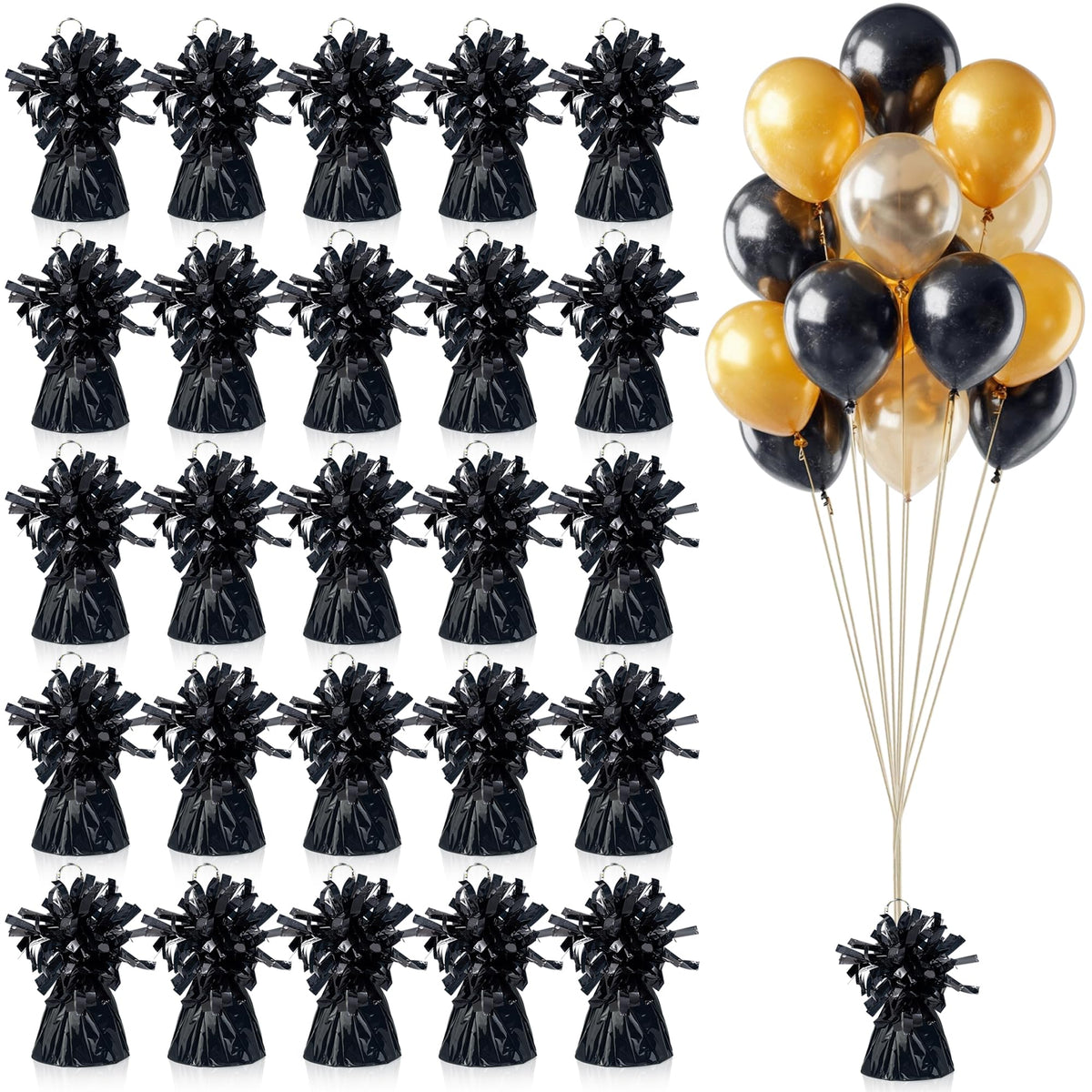 SPFYunion 25pc black balloon weights pack for cohesive, premium party decor