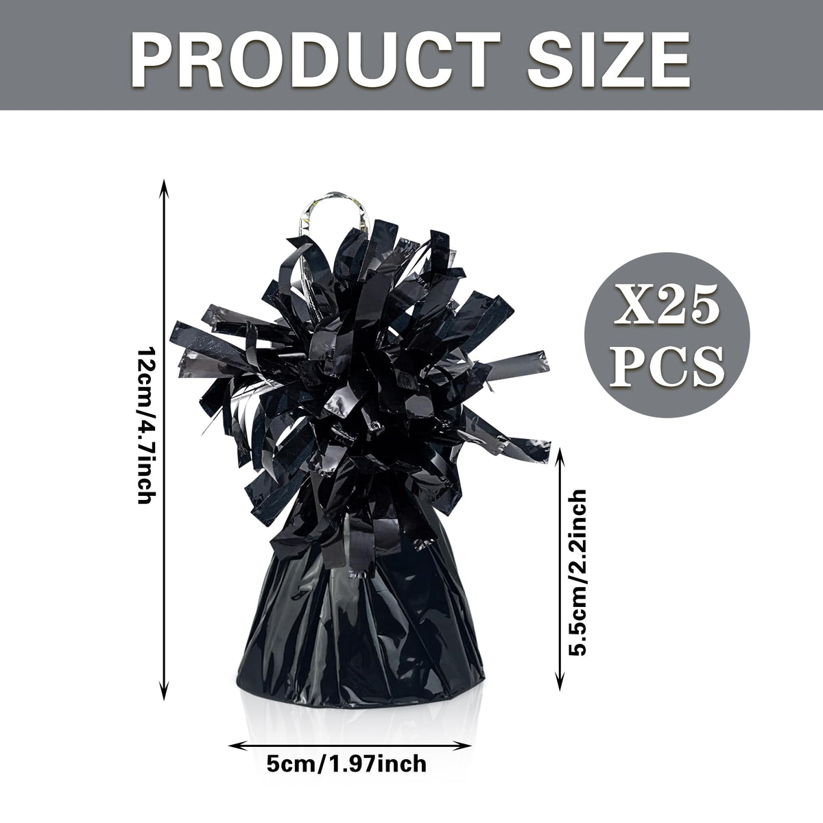 Close-up of SPFYunion balloon weights with metallic black finish for elegant decor