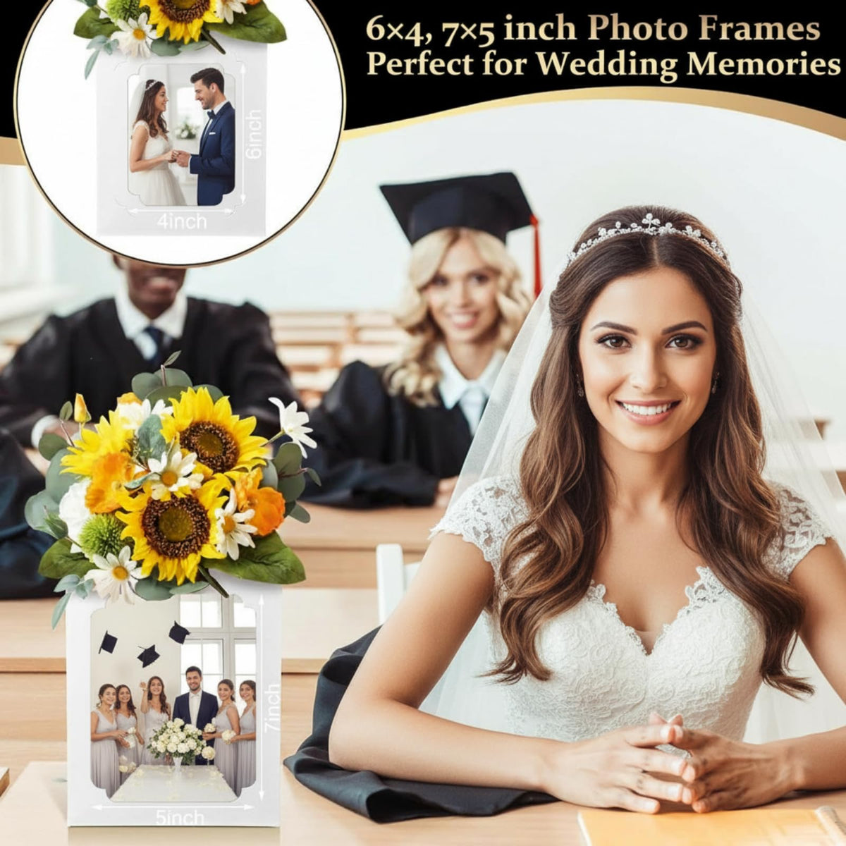 Spiareal graduation box centerpiece with 4x6 photos inside