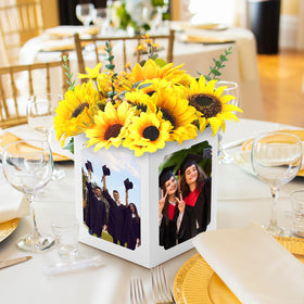 Spiareal graduation box centerpiece on a desk as graduation decor
